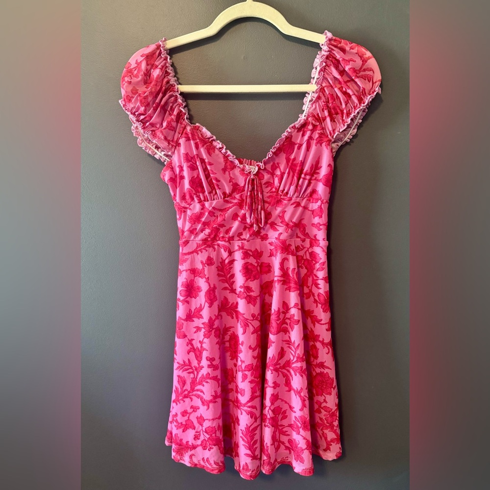 Urban Outfitters Pink Babydoll Floral Coquette Cottage Cutesy Dress. Size  Small